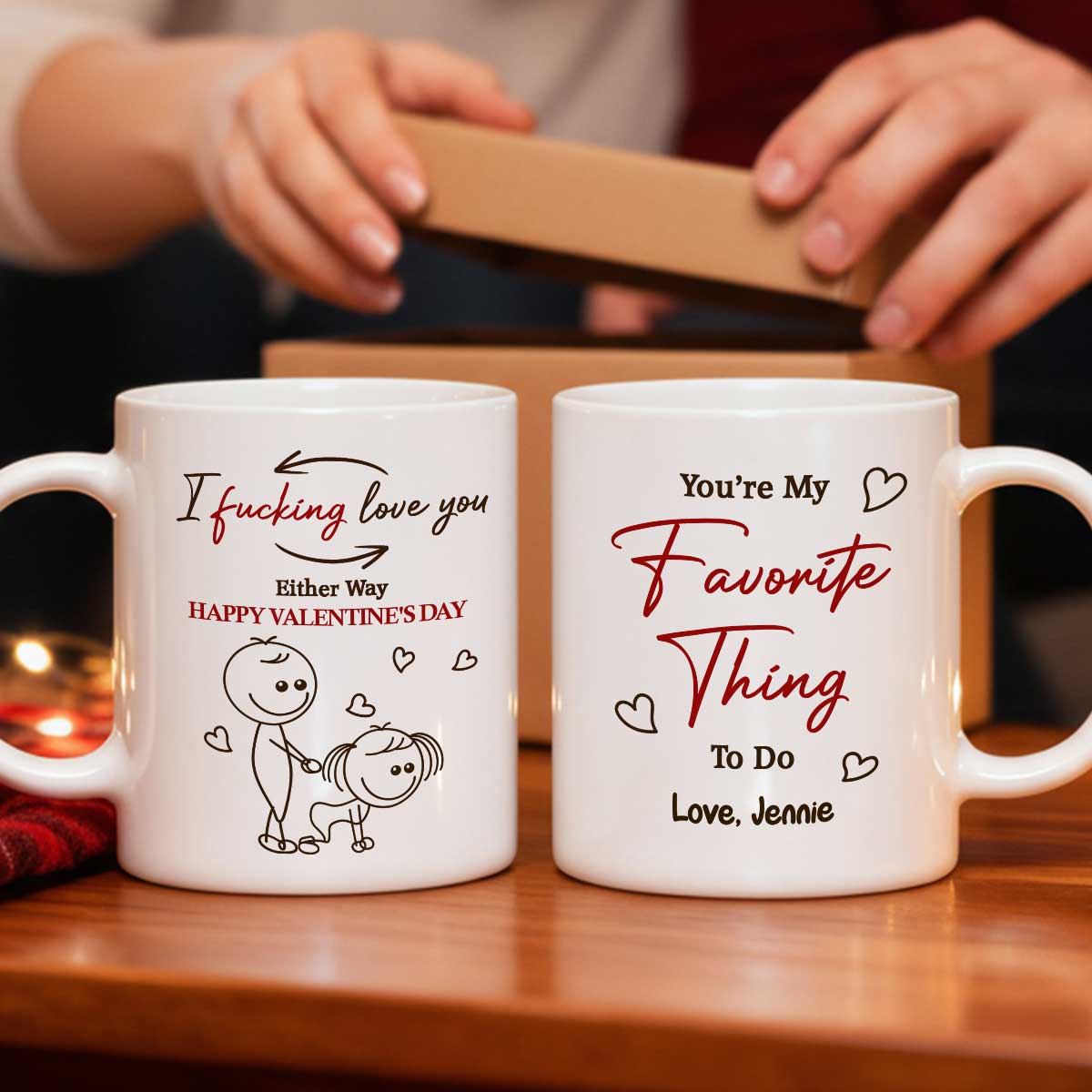 I Fcking Love You Funny Inappropriate Stick Couple - Personalized Mug - Valentine's Day Gift For Him, For Her