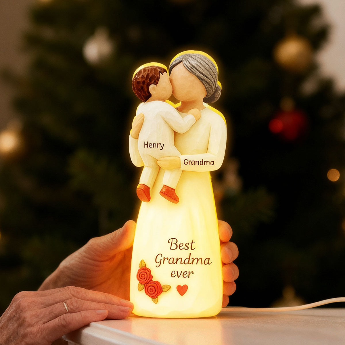 Grandma Hugging Grandkid 3D Effect - Personalized Light Box