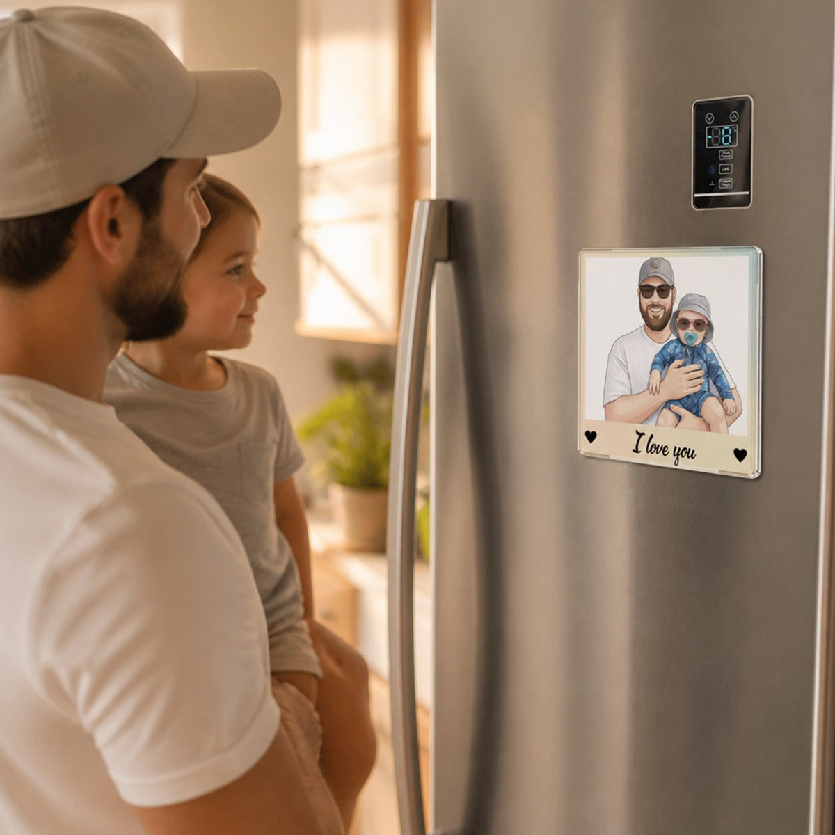 Custom Portrait from Photo - Personalized Acrylic Fridge Magnet - Father's Day Gift for Dad, Husband