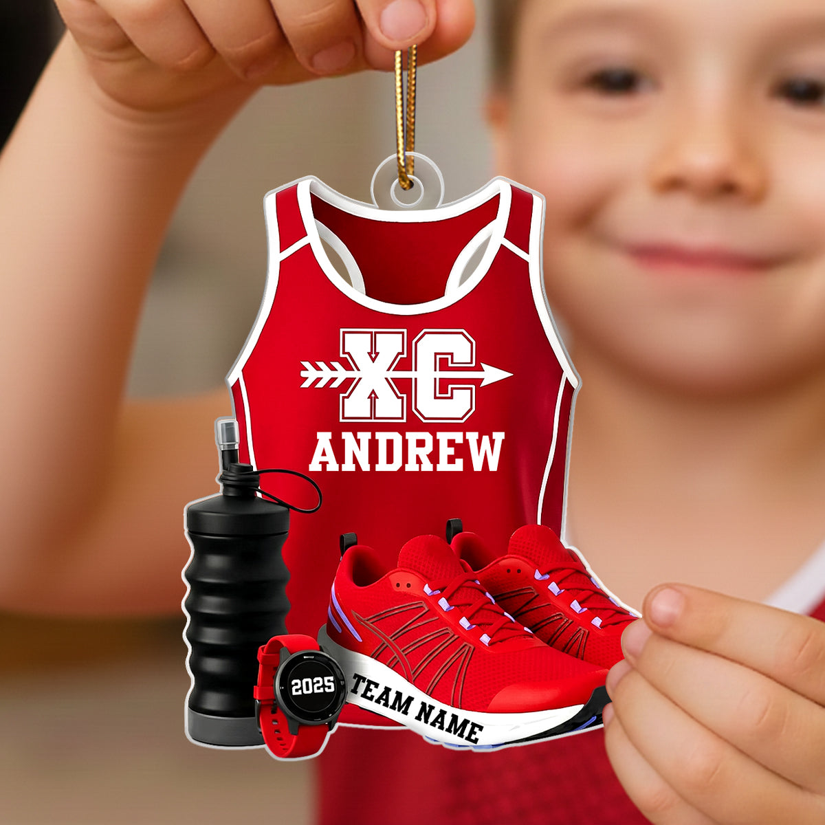 3D Effect Cross Country Runner - Personalized Acrylic Ornament - Unique Christmas Gift For Son, Daughter, Grandson, Granddaughter