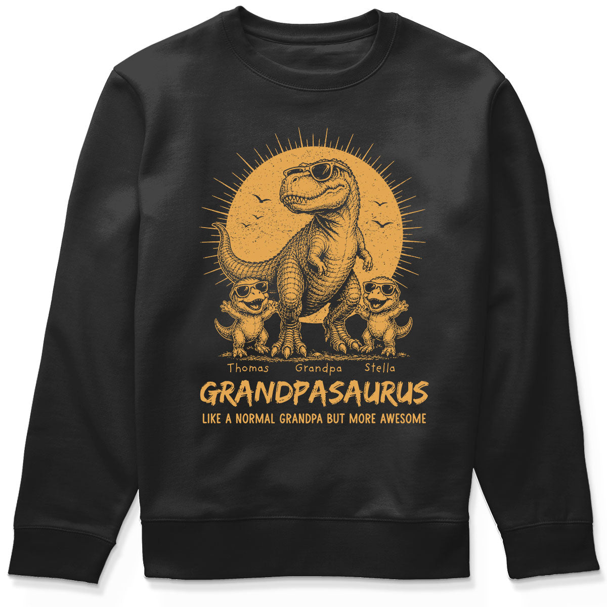 Retro Yellow Vintage Grandpasaurus - Personalized Shirt - Funny Father's Day Gift For Dad, Husband