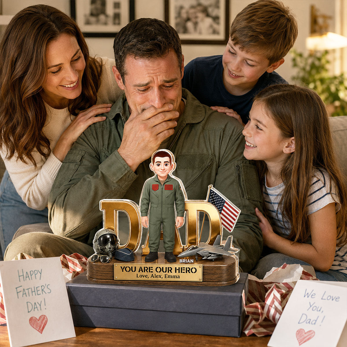 Proud American Air Force Dad You Are Our Hero - Personalized Acrylic Block Plaque -  Gift For Dad