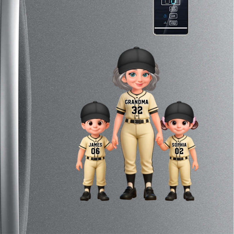 Baseball My Favorite Players Call Me Grandma Mom - Personalized Acrylic Fridge Magnet - Mother's Day Gift For Grandma, Mom