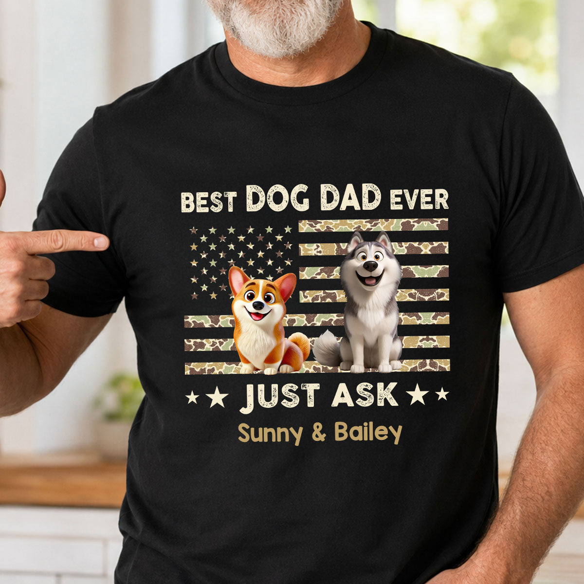 Best Dog Dad Ever Trendy Camouflage Pattern - Personalized Shirt - Father's Day Gift For Dog Dad, Dog Lovers