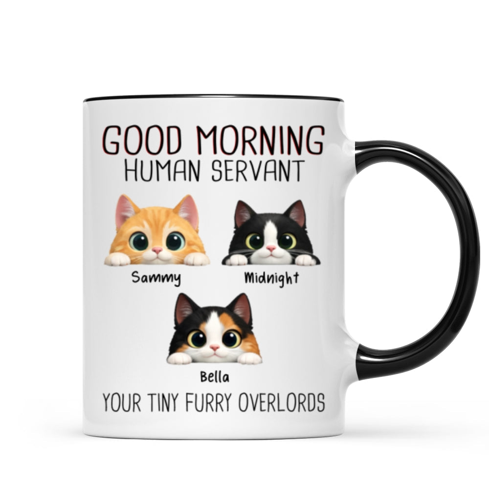 Good Morning Human Servant - Personalized Mug - Funny Gift for Cat Moms, Cat Dads