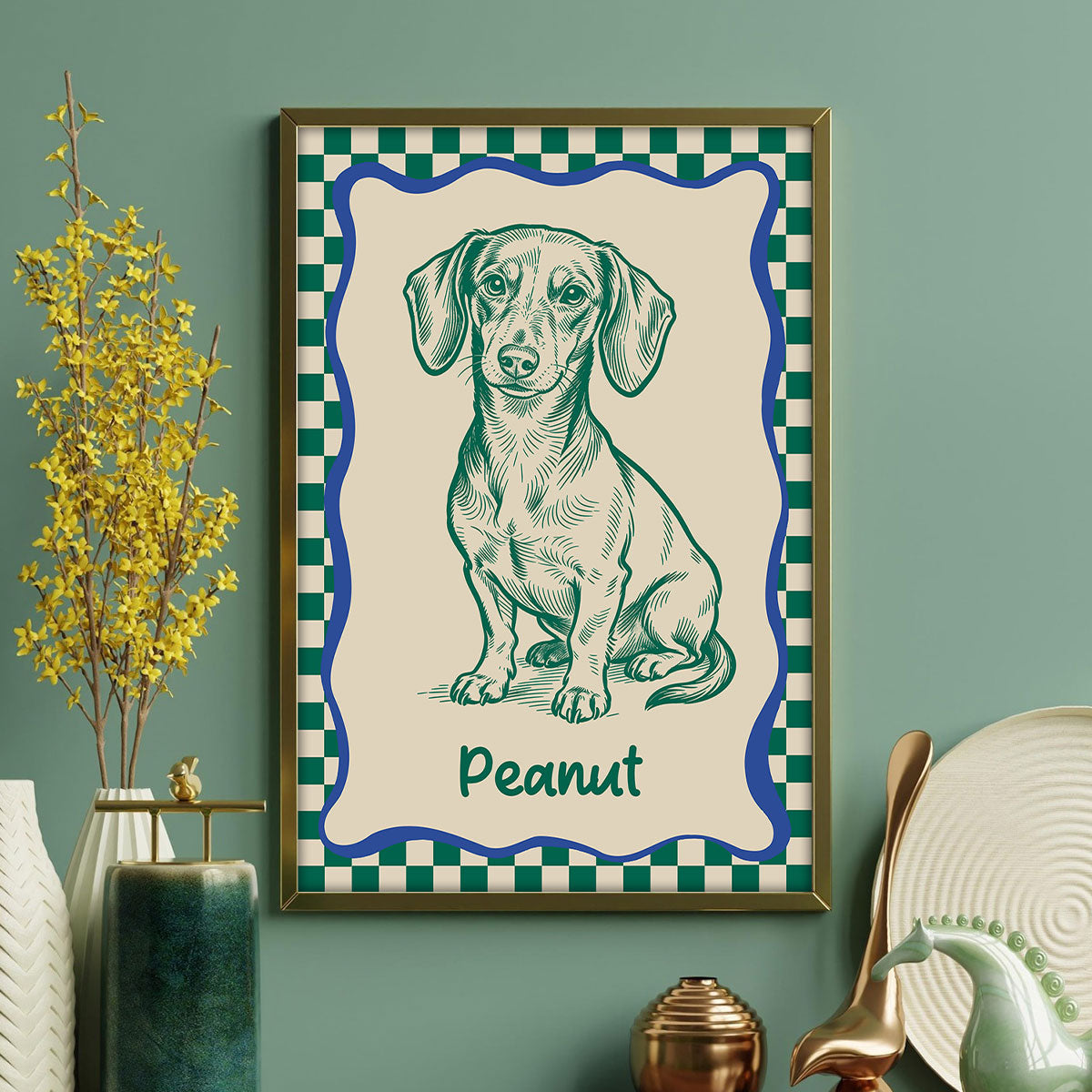 Custom Doodle Dog Portrait Minimalist, Unique Dog Art - Personalized Poster - Retro Pet Prints Gift