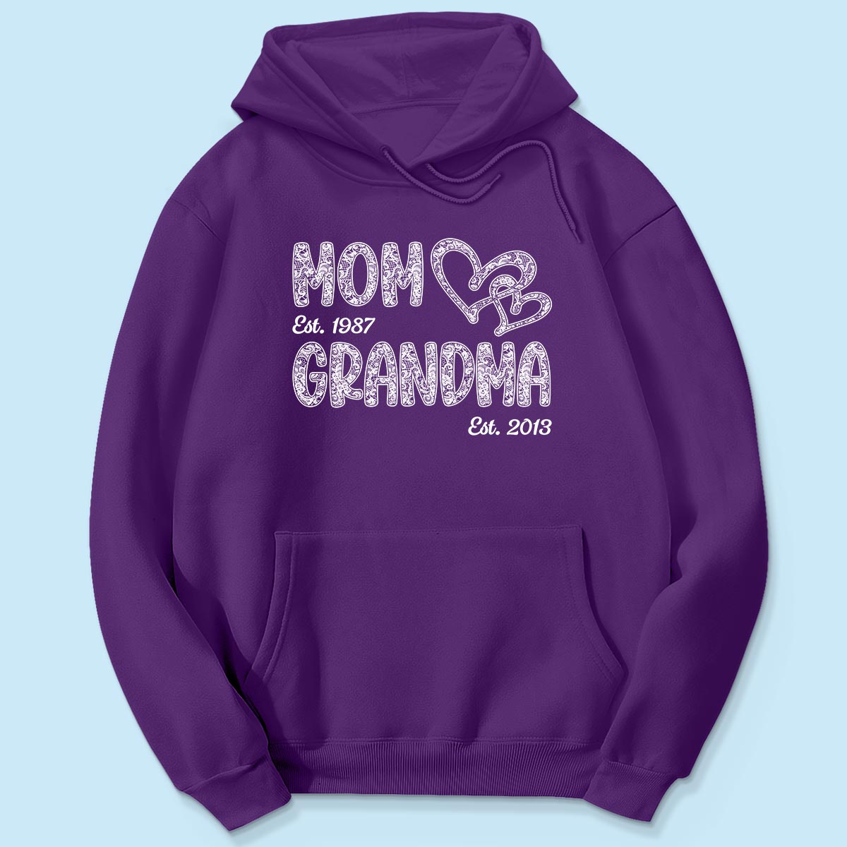 Mom Grandma Lace Pattern Est Year - Personalized Shirt - Gift For Grandma, Mom