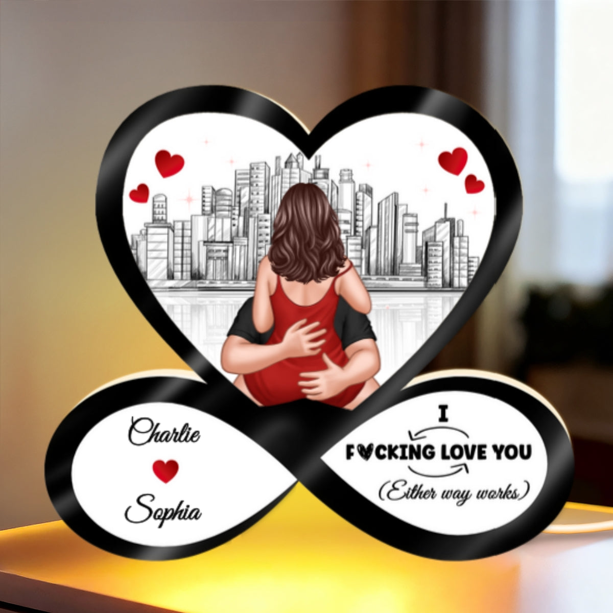 Skyline Infinity Heart Funny Romantic Couple - Personalized Light Box - Gift For Couple