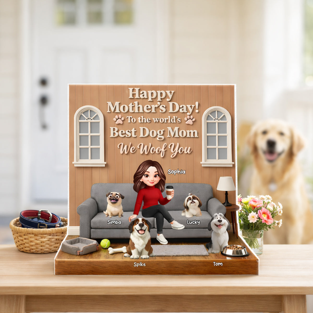 Best Dog Mom We Woof You - Personalized Acrylic Block Plaque - Gift For Dog Lovers, Dog Mom