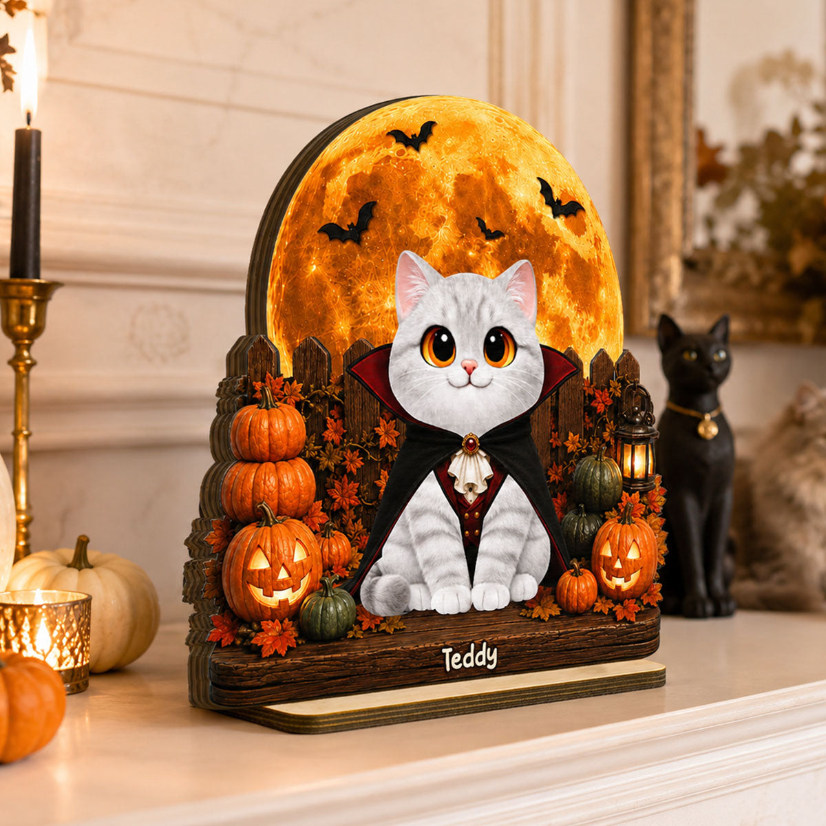 Trending Spooky Cats - Personalized 2-Layer Wooden Plaque - Halloween Gift For Cat Lovers