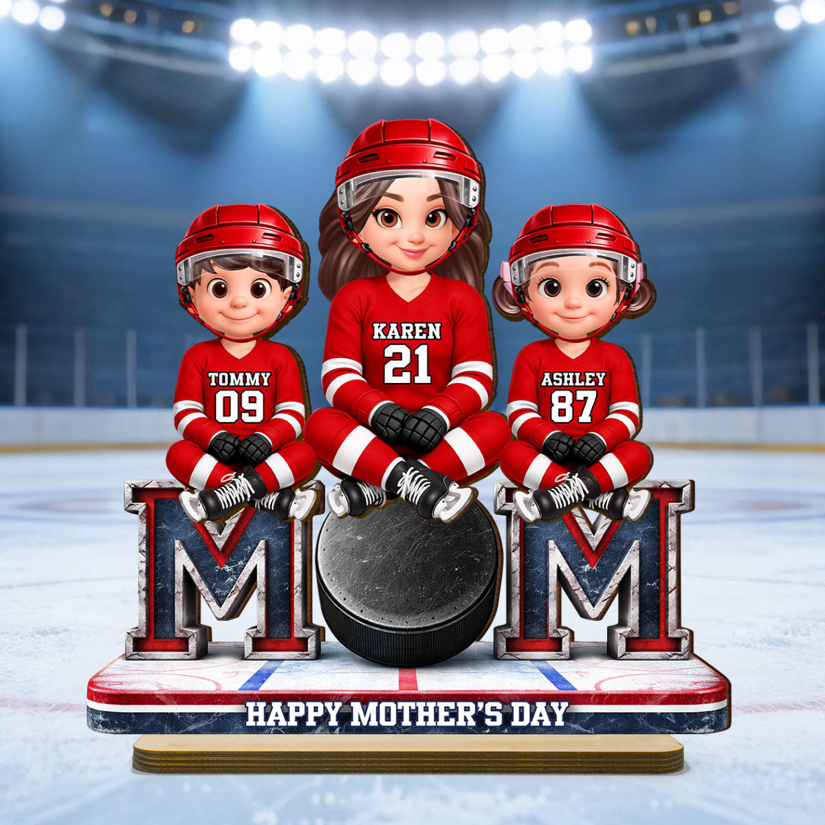 Best Hockey Mom Ever - Personalized 2-Layered Wooden Plaque - Mother's Day Gift For Hockey Mom