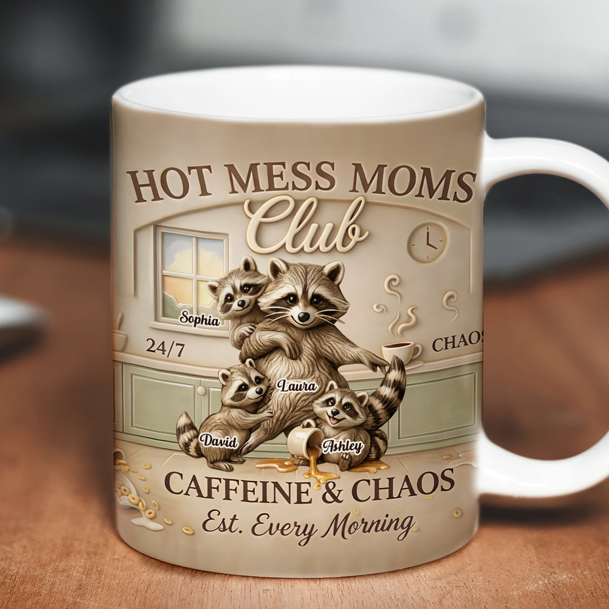 Hot Mess Moms Club Caffeine & Chaos - Personalized Mug - Gift For Mom