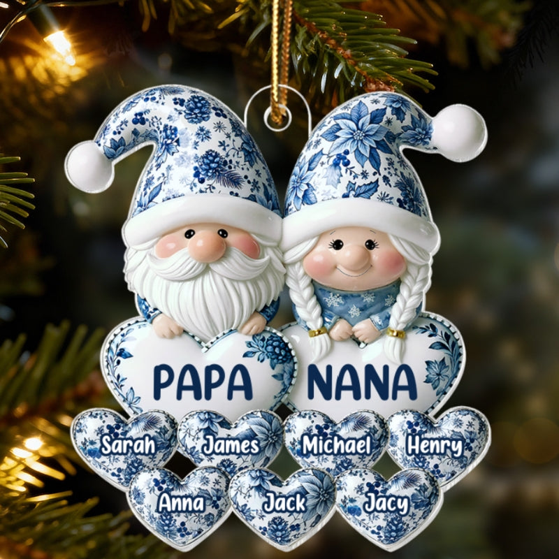 3D Effect Timeless Vintage Toile De Jouy Gnome Grandparents - Personalized Acrylic Ornament - Gift For Grandparents