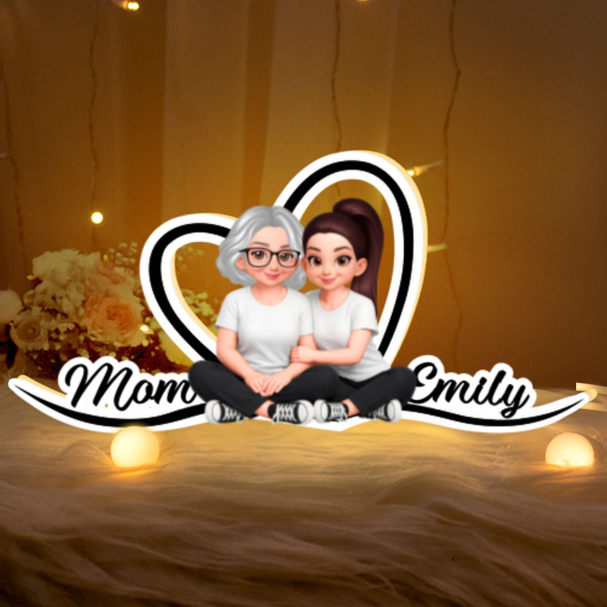 Mom And Daughter Forever Love - Personalized Light Box - Gift For Mom, Daughter