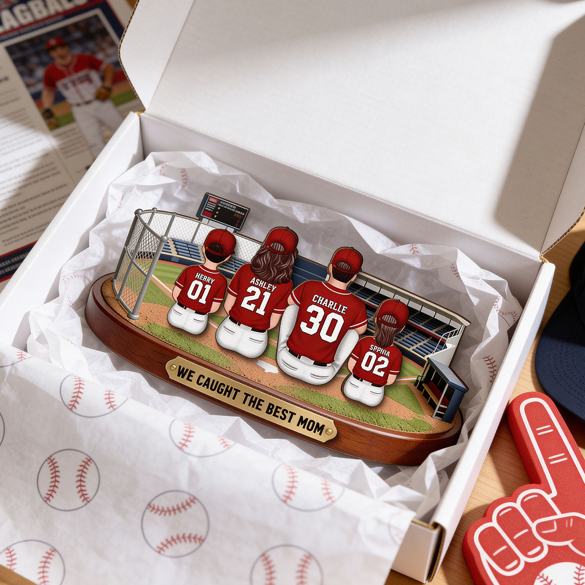 Baseball Family Daddy's Mommy's Dream Team - Personalized 2-Layered Wooden Plaque -  Gift For Baseball Dad, Mom