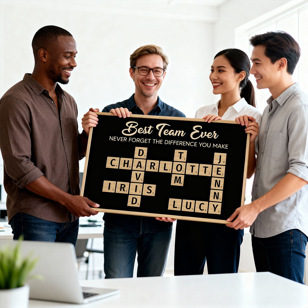 Colleagues Best Team Ever Forever Linked Together Crossword Puzzle Art - Personalized Poster - Gift For Colleagues, Office Decoration