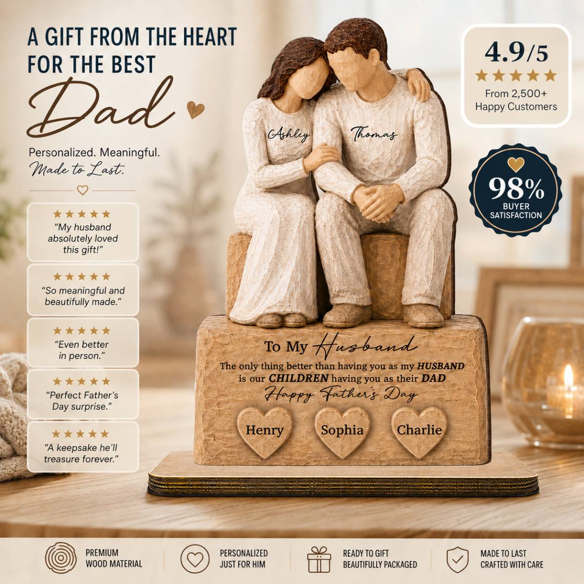 Sentimental Rustic To My Husband The Only Thing - Personalized 2-Layered Wooden Plaque - Heartfelt  Gift For Husband, Dad