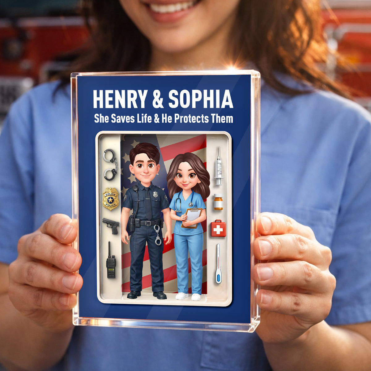 Couple Occupation 3D Action Figure - Personalized Acrylic Block Plaque - Heartfelt Gift for Him, for Her