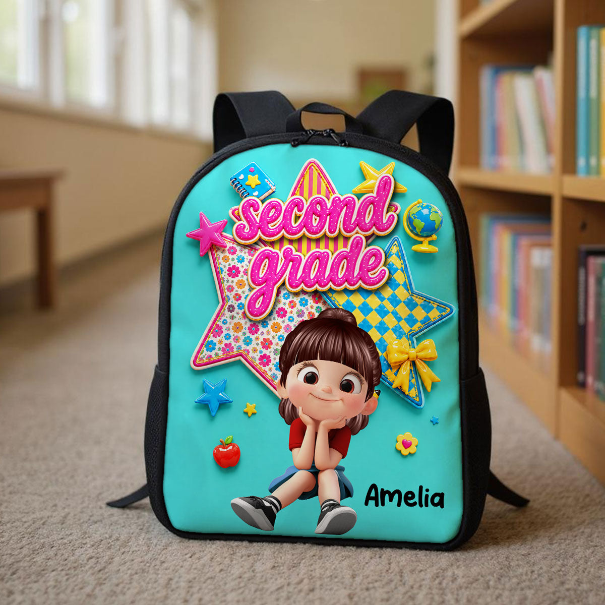 Cute Little Girl Custom Grade - Personalized Backpack - Back To School Gift For Kids, Daughters, Granddaughters, Kid Girl