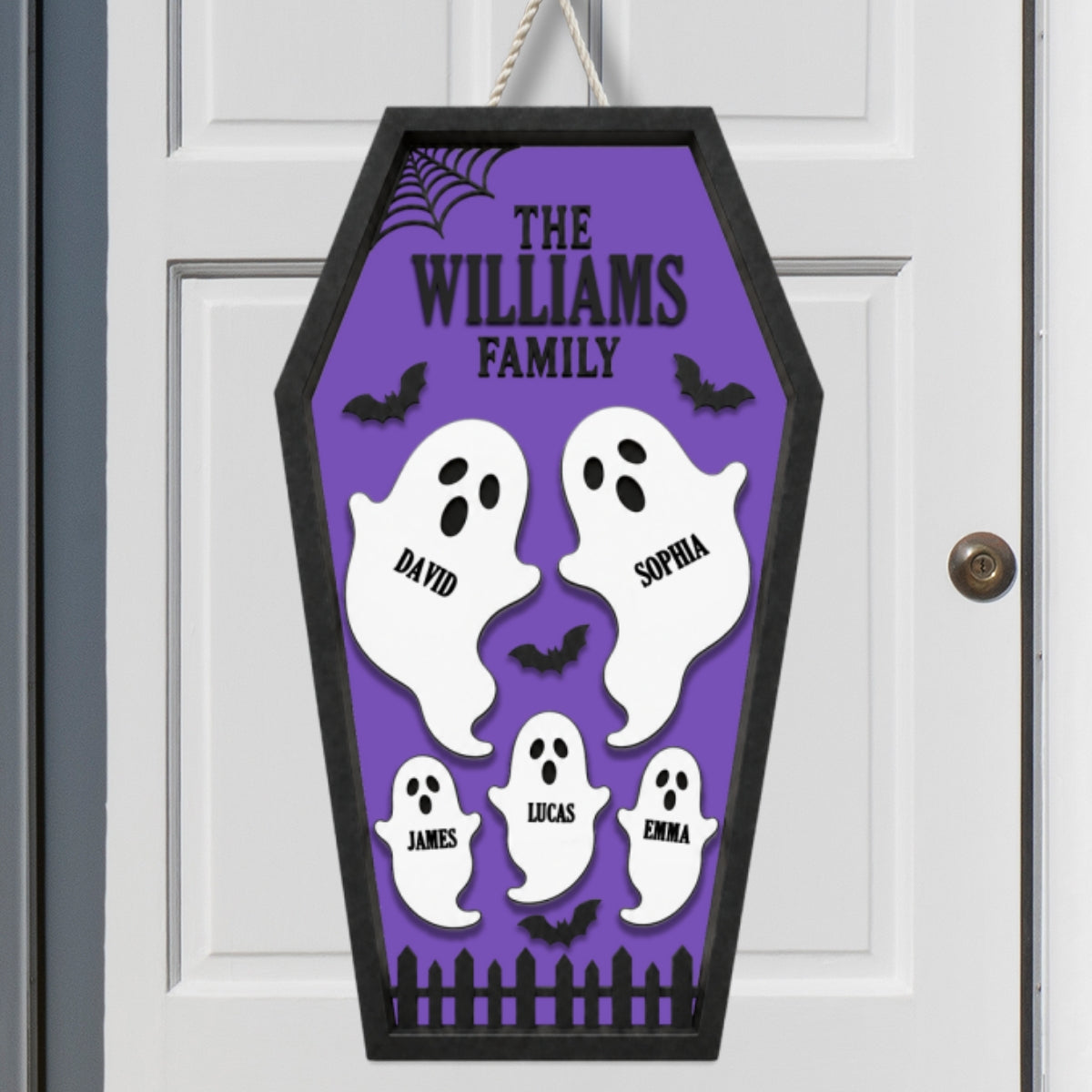 Ghost Family Coffin Sign - Personalized Wood Sign - Halloween Gift For Family