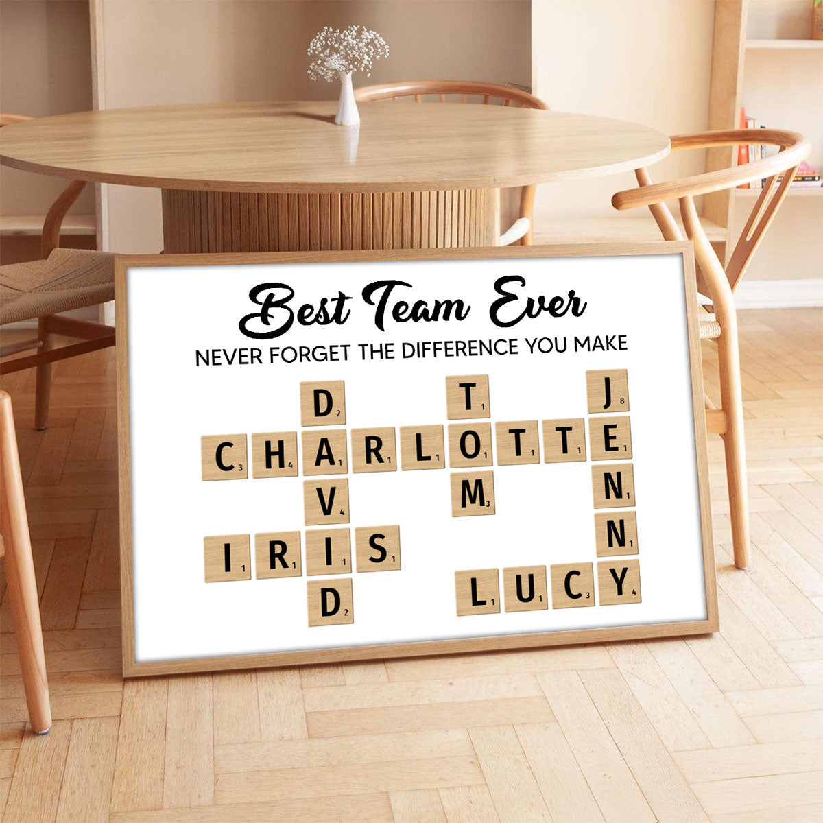 Colleagues Best Team Ever Forever Linked Together Crossword Puzzle Art - Personalized Poster - Gift For Colleagues, Office Decoration