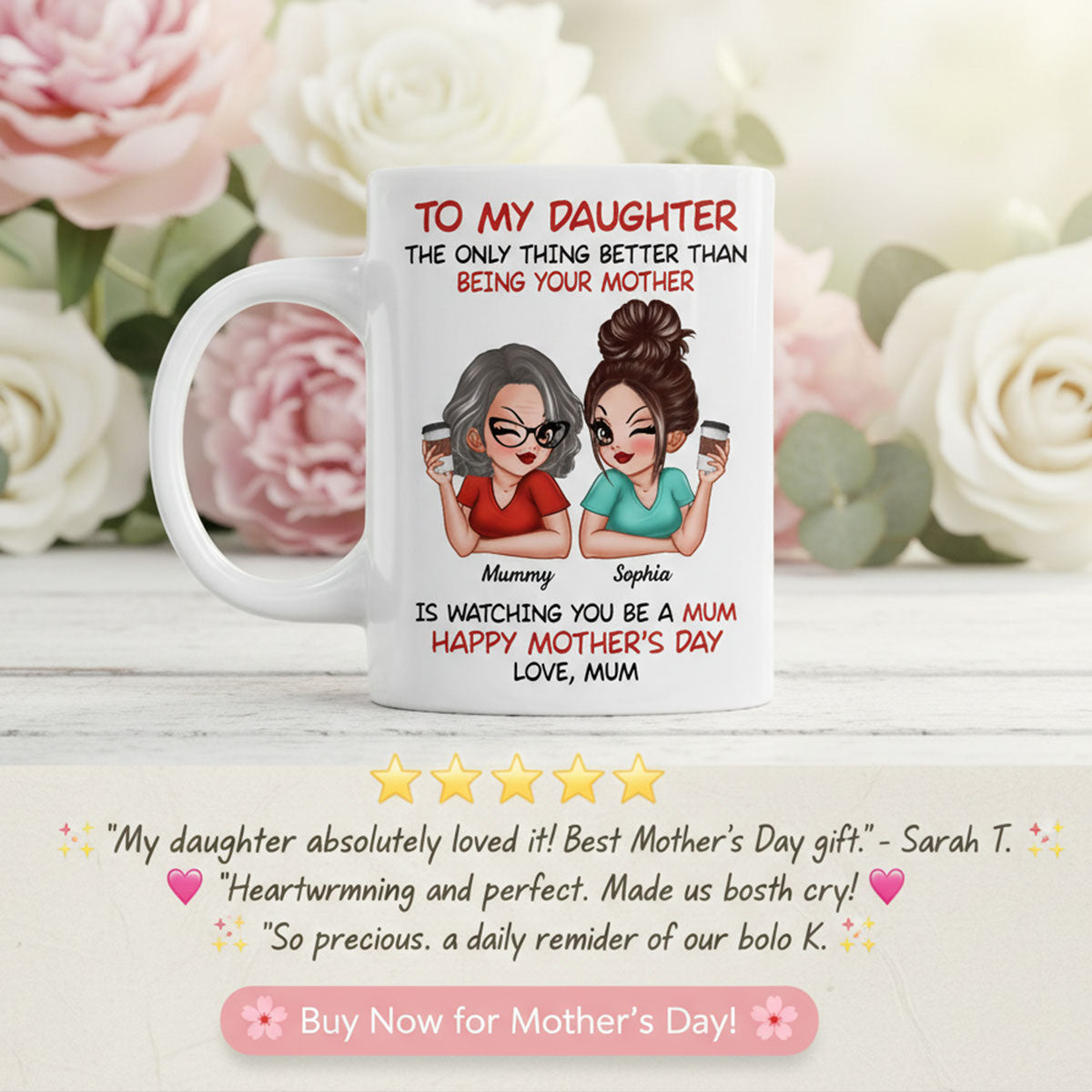 To My Daughter From Mum Happy Mother's Day - Personalised Mug - Mother's Day Gift For Daughter