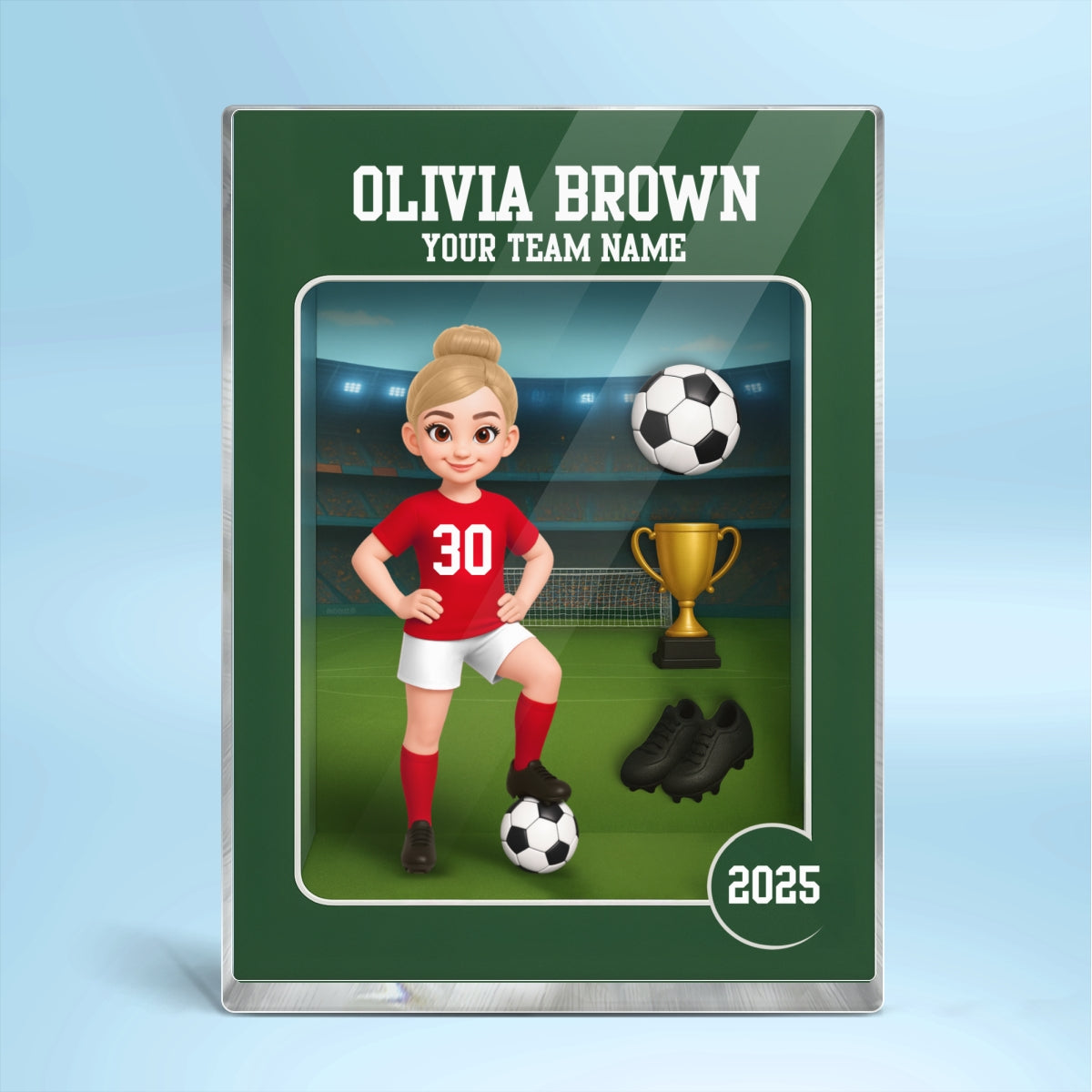 Soccer Player Toy Box Action Figure 3D Effect - Personalized Acrylic Block