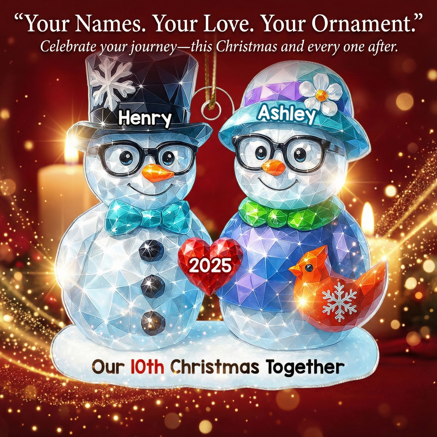 Our Christmas Together 3D Shining Effect - Personalized Acrylic Ornament - Unique Christmas Gift For Him, For Her, For Couple