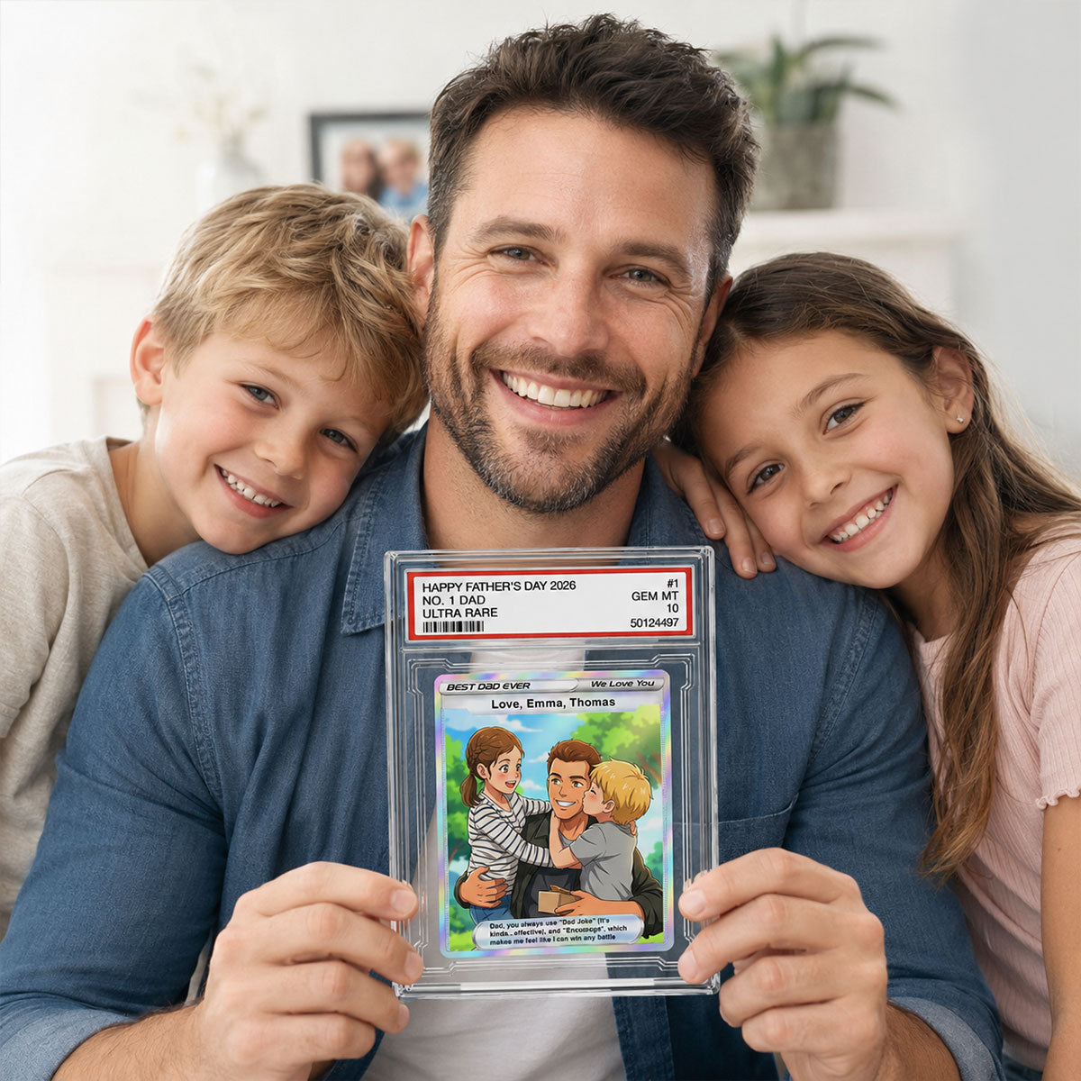 Best Dad Ever Trading Card Cartoon Style - Personalized Acrylic Block Plaque -  Gift For Dad, Husband