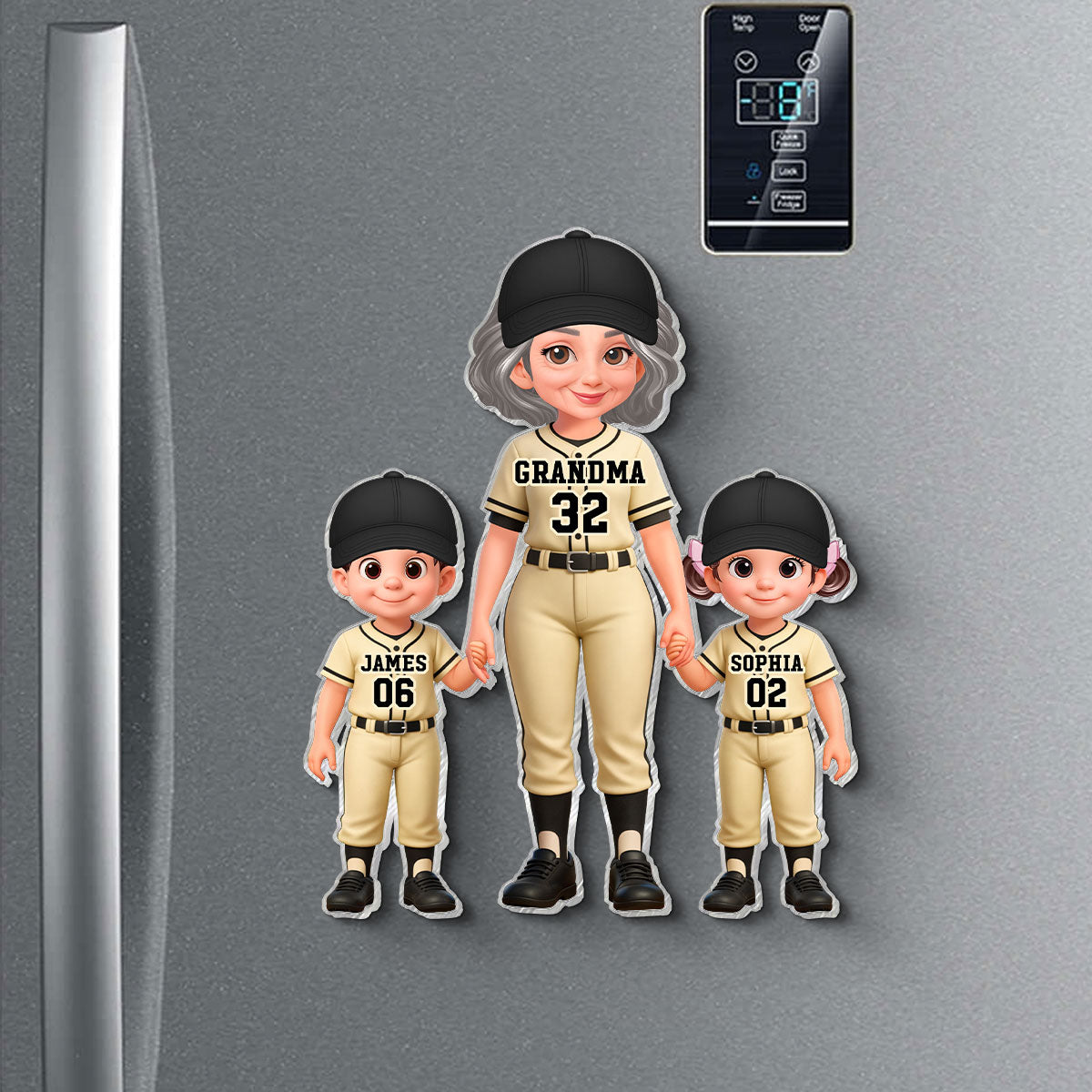 Baseball My Favorite Players Call Me Grandma Mom - Personalized Acrylic Fridge Magnet - Mother's Day Gift For Grandma, Mom