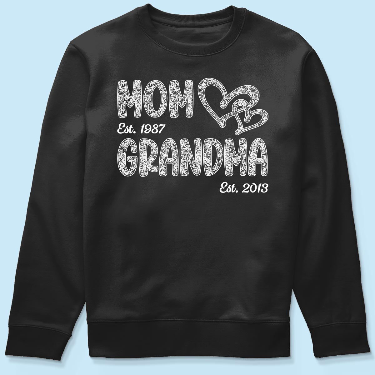 Mom Grandma Lace Pattern Est Year - Personalized Shirt - Gift For Grandma, Mom