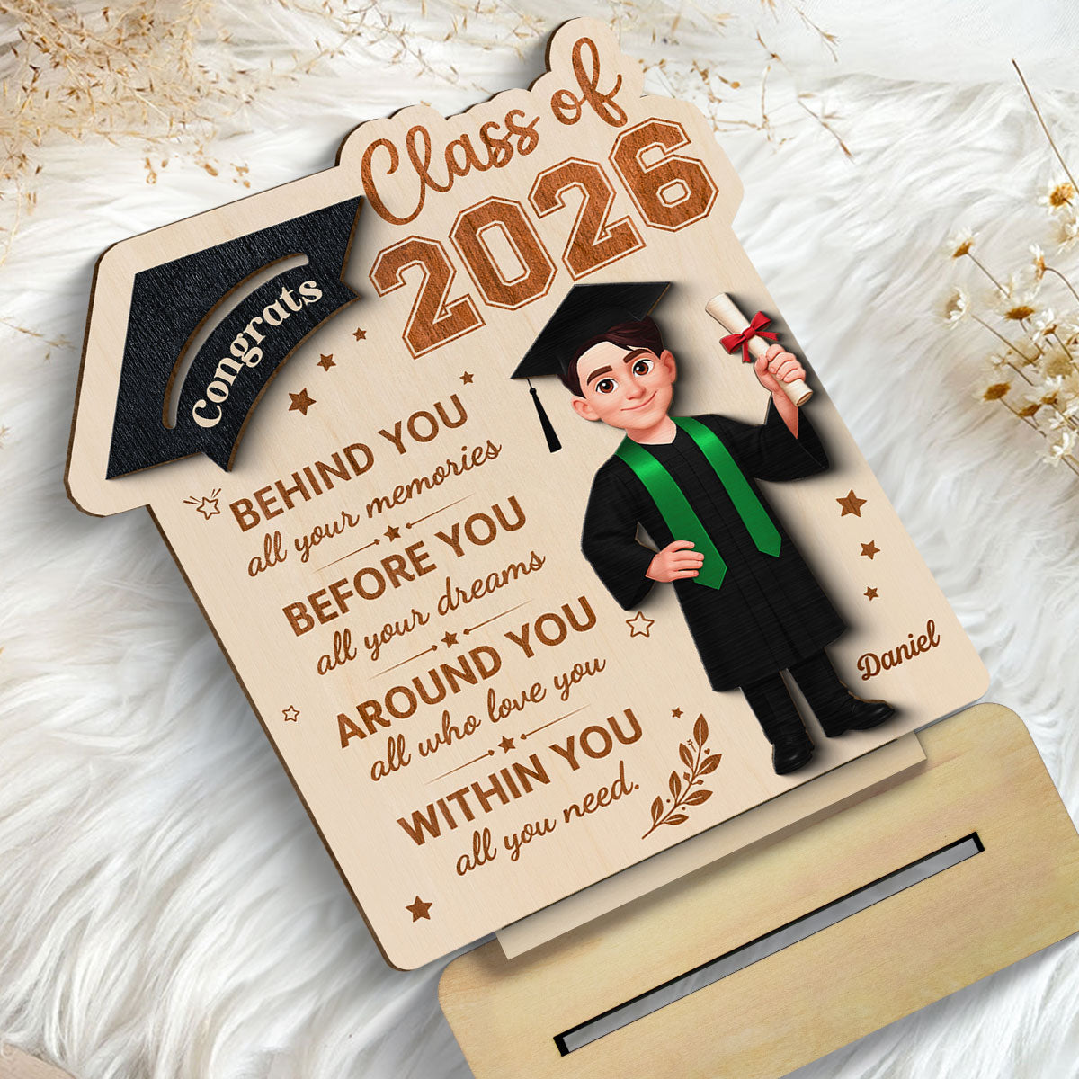 Behind You All Your Dream Graduation - Personalized 2-Layered Wooden Plaque - Graduation Gift For Graduates, Daughter, Son