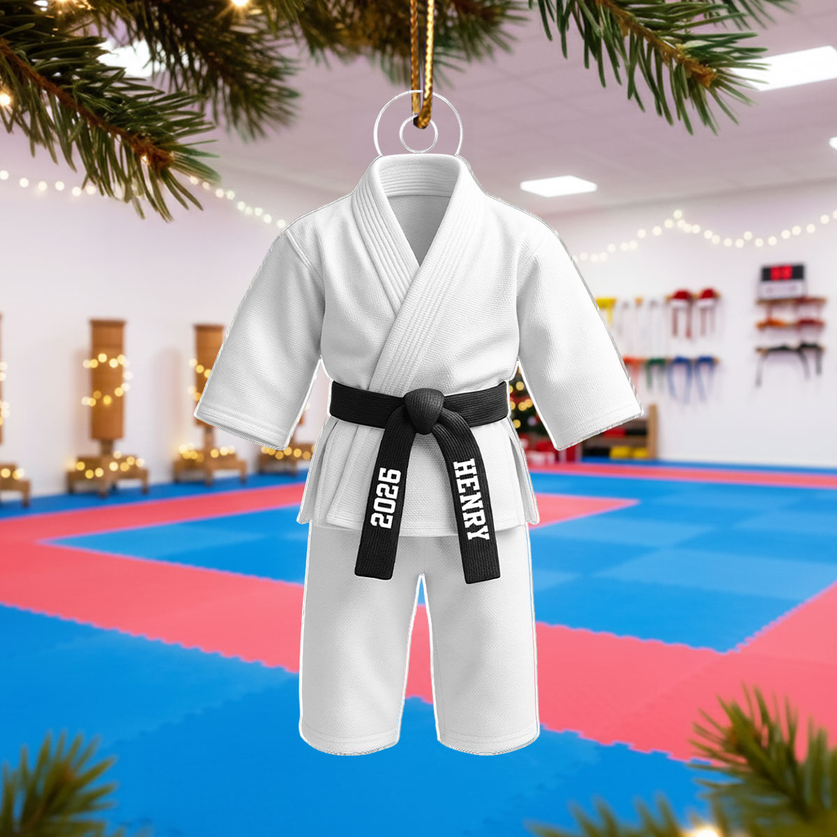 3D Effect Karate Uniform Martial Arts - Personalized Acrylic Ornament - Unique Christmas Gift For Son, Daughter, Grandson, Granddaughter