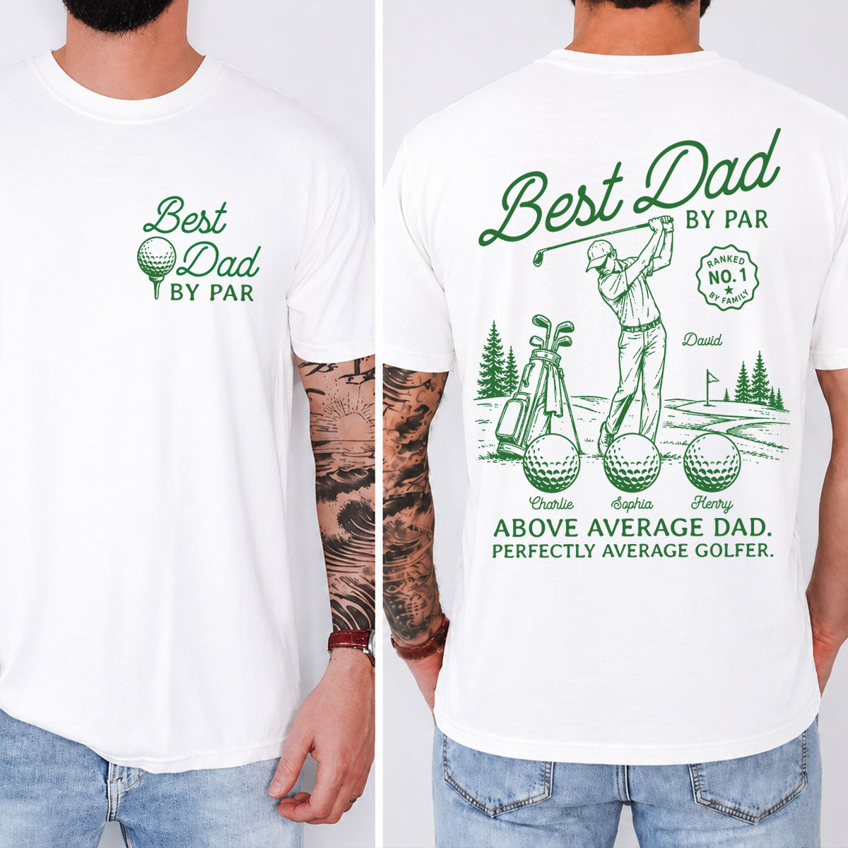 Golf Dad Legend Best Dad By Par - Personalized Double-Sided Shirt - Father's Day Gift For Dad, Husband, Golfers