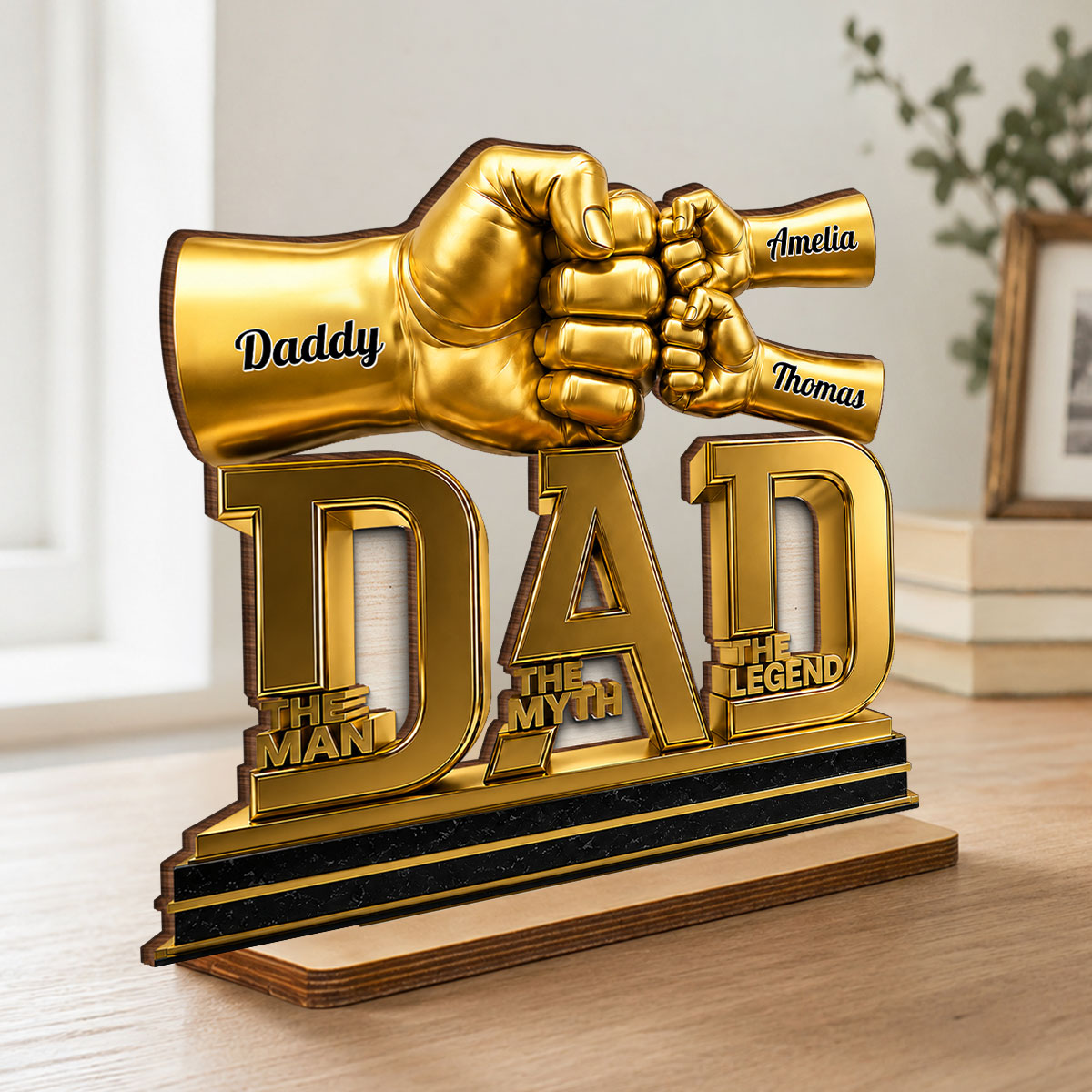 Dad The Man The Myth The Legend - Personalized 2-Layered Wooden Plaque -  Gift for Dad, Husband
