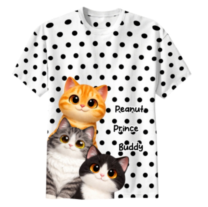 Trendy 2026 Style Polka Dot Cat Mom - Personalized Shirt - Trending Gift For Cat Mom