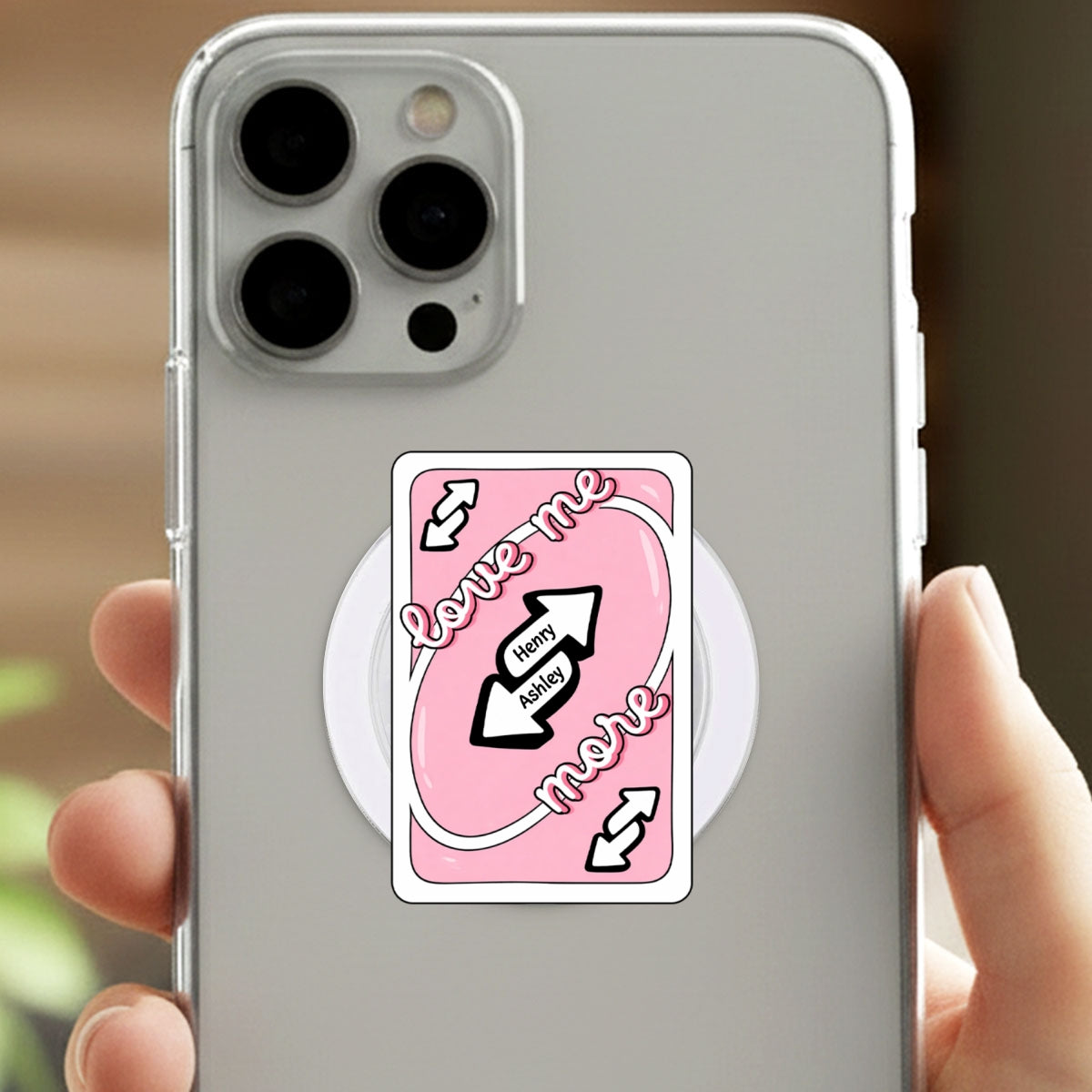 Love Me More Romance Lovers - Personalized Acrylic Magnetic Phone Grip - Anniversary, Valentine's Day Gift, Gift For Him, Gift For Her