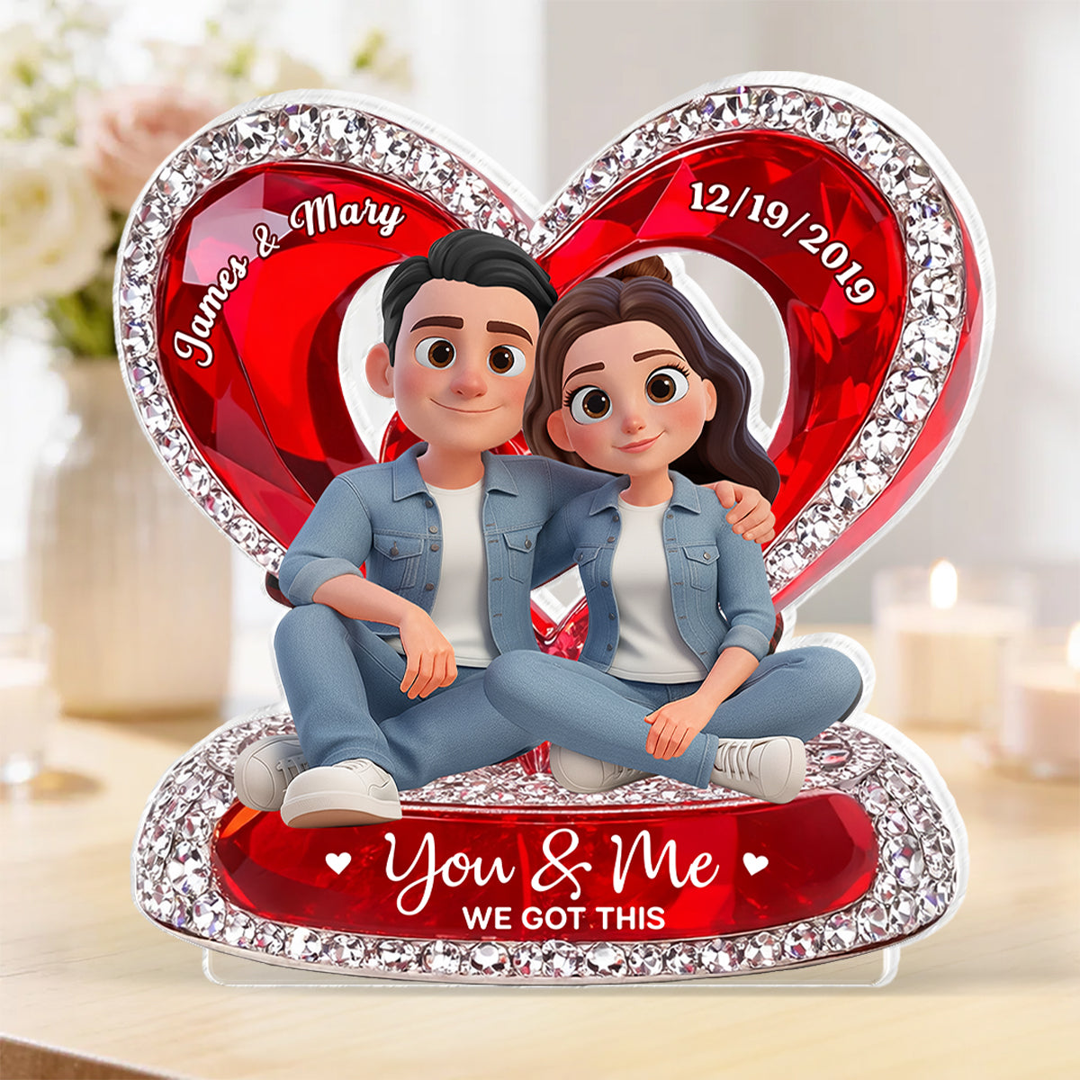 Couple Eternal Love 3D Shiny Effect - Personalized Acrylic Block Plaque - Heartfelt Valentine's Day Gift for Her, for Him