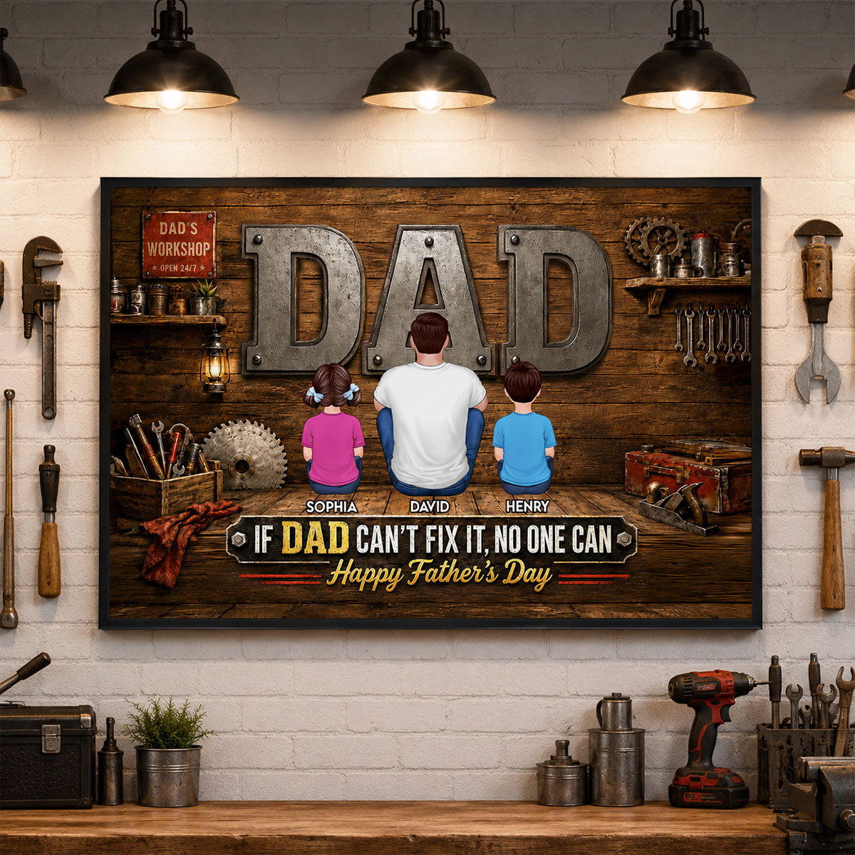 If Dad Can't Fix It No One Can - Personalized Poster - Father's Day Gift For Dad, Husband, DIY Dad, Handyman