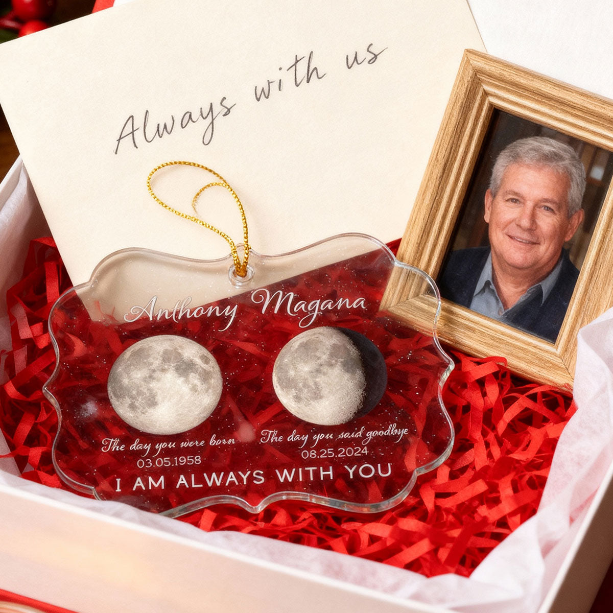 Lost Loved One Custom Moon Phase - Personalized Acrylic Ornament - Heartwarming Memorial Sympathy Gift