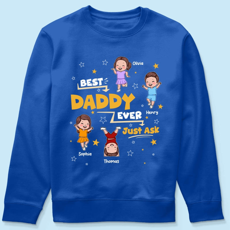 Best Dad Grandpa Ever Just Ask Cute Cartoon Kids - Personalized Shirt