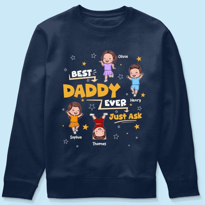 Best Dad Grandpa Ever Just Ask Cute Cartoon Kids - Personalized Shirt