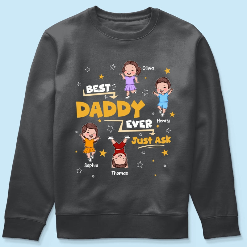 Best Dad Grandpa Ever Just Ask Cute Cartoon Kids - Personalized Shirt