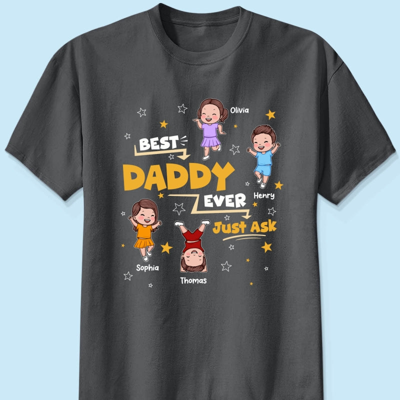 Best Dad Grandpa Ever Just Ask Cute Cartoon Kids - Personalized Shirt
