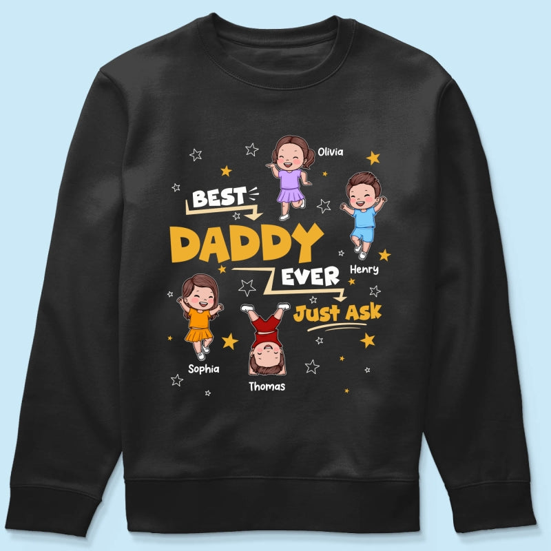 Best Dad Grandpa Ever Just Ask Cute Cartoon Kids - Personalized Shirt