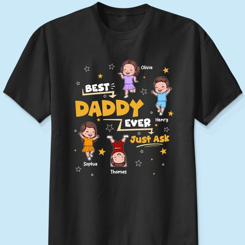 Best Dad Grandpa Ever Just Ask Cute Cartoon Kids - Personalized Shirt