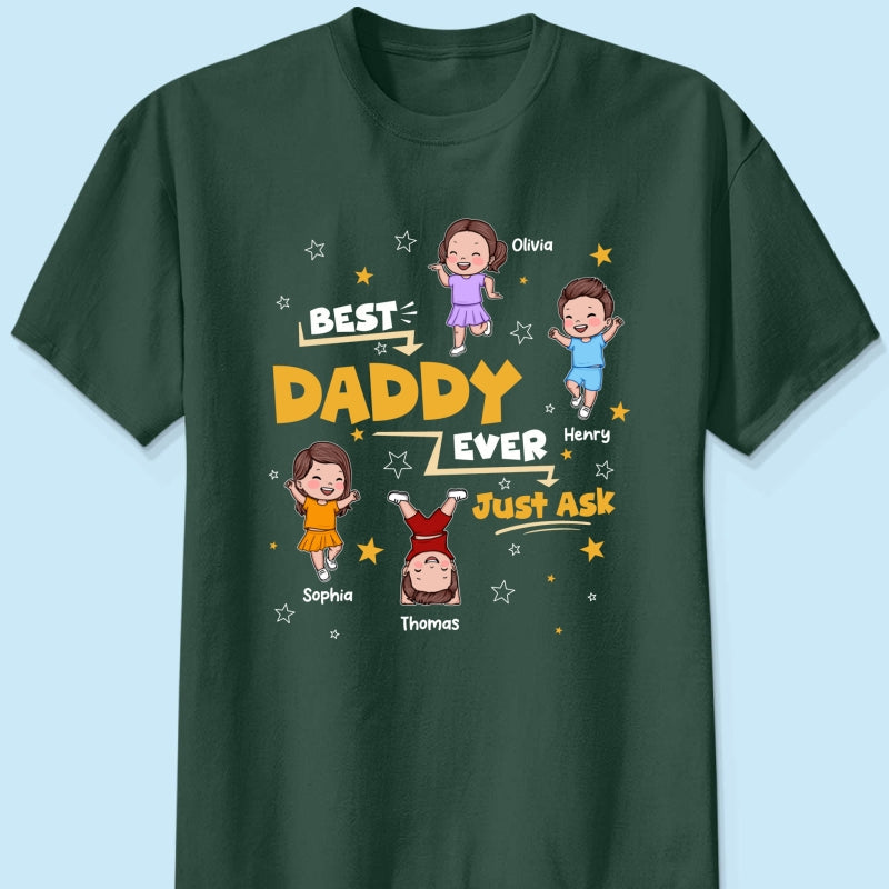Best Dad Grandpa Ever Just Ask Cute Cartoon Kids - Personalized Shirt