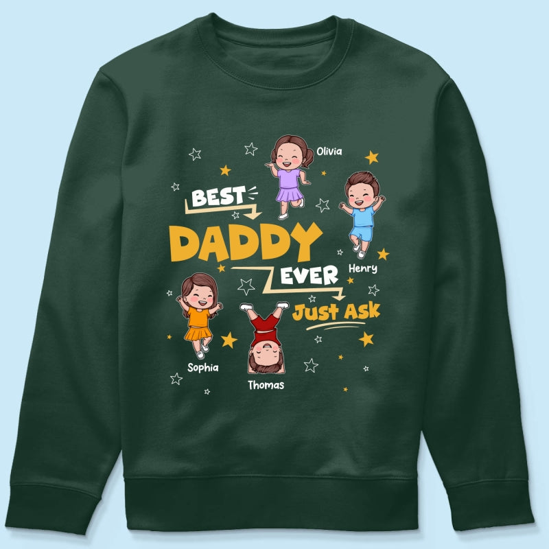 Best Dad Grandpa Ever Just Ask Cute Cartoon Kids - Personalized Shirt