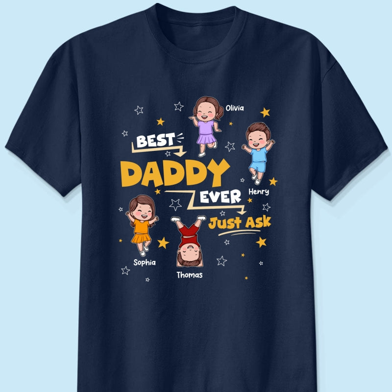 Best Dad Grandpa Ever Just Ask Cute Cartoon Kids - Personalized Shirt