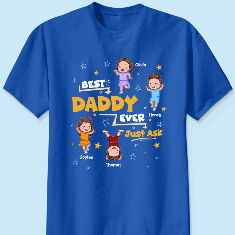 Best Dad Grandpa Ever Just Ask Cute Cartoon Kids - Personalized Shirt